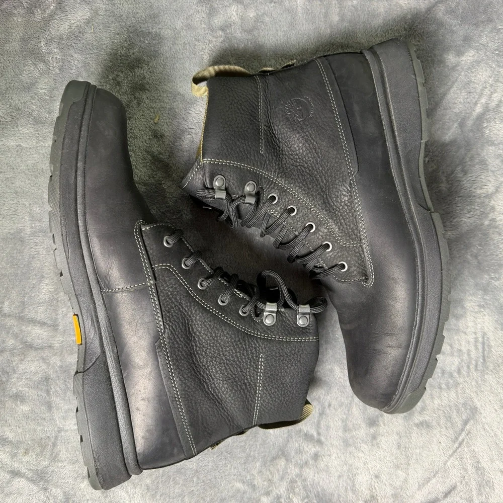Timberland Mens SZ 9.5 Atwells Waterproof Black Green Leather Rebotl A43UN Boots